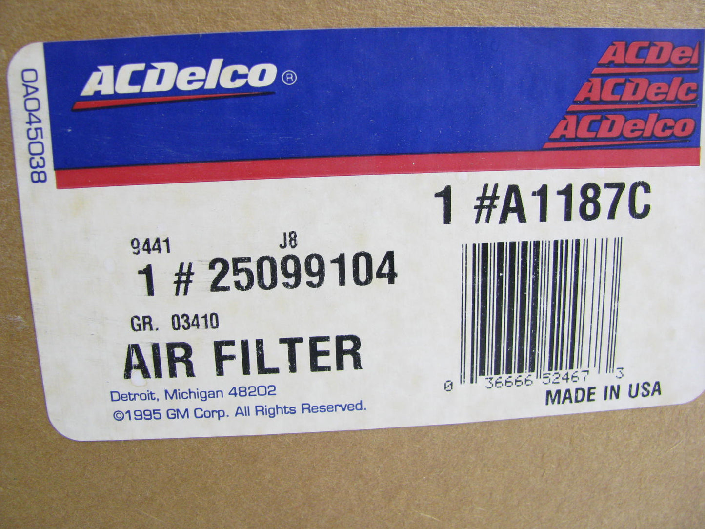 Acdelco A1187C Air Filter Replaces CA224SY 46511 A54437 LAF1963 AF2067 AF4639
