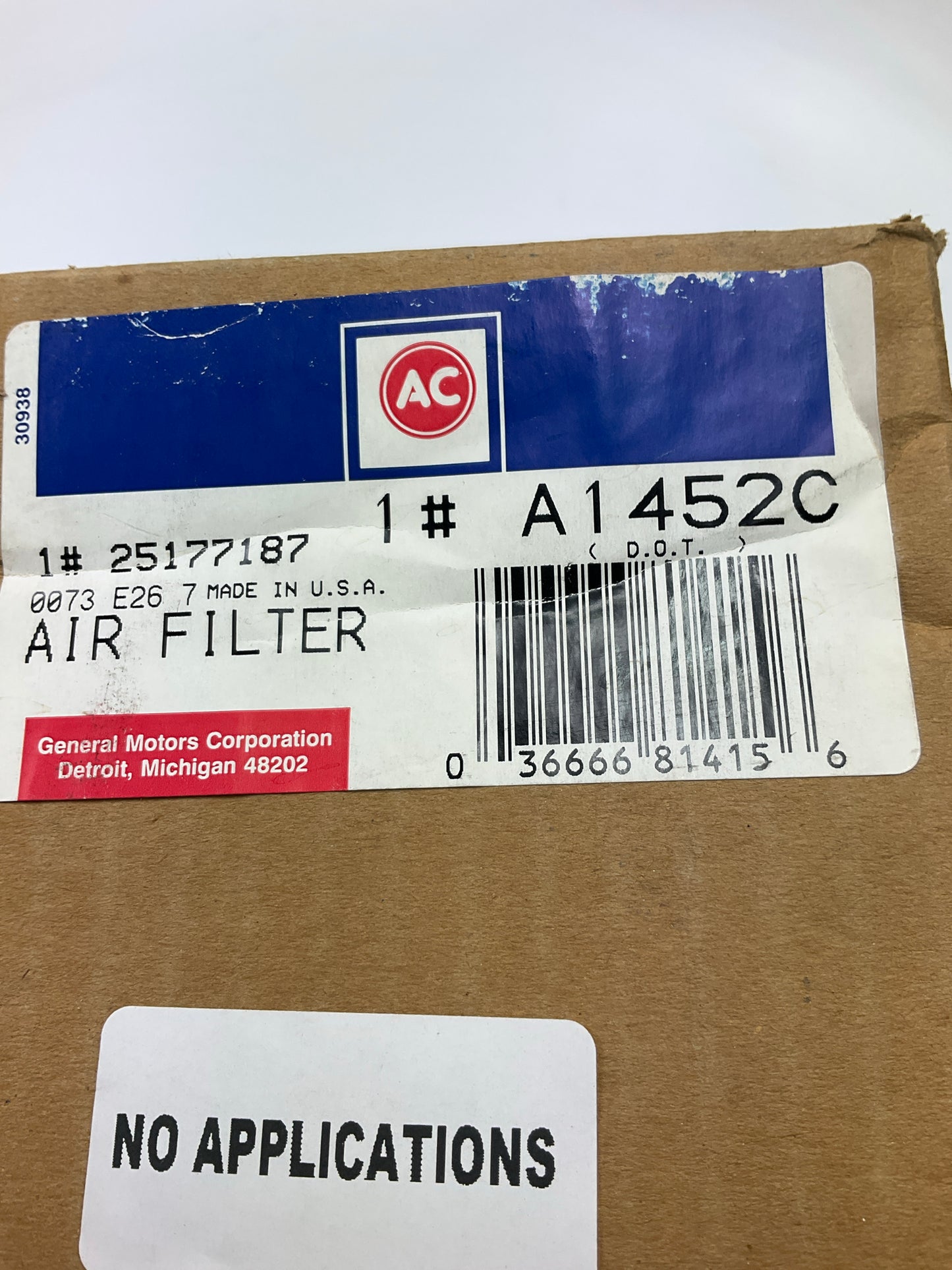 Acdelco A1452C Air Filter - Replaces CAK4353, PA2684-FN, 46393, AF2066, P181093