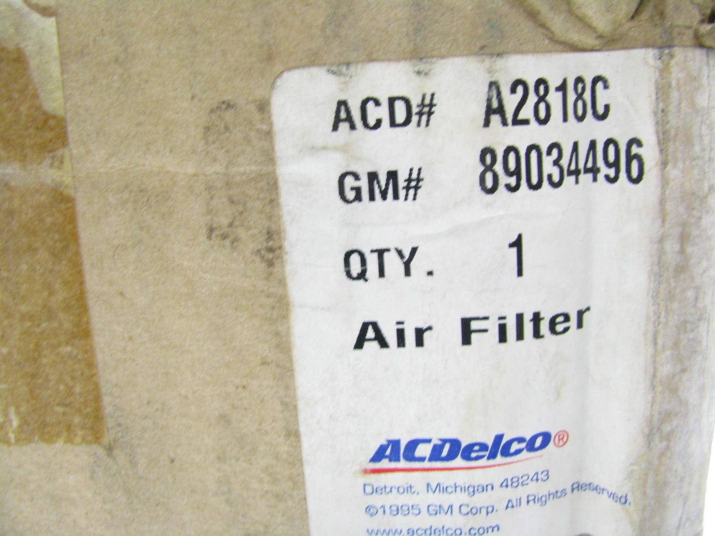 Acdelco A2818C Air Filter Replaces 89034496 LAF1786 CA273 42742 AF272 P539483