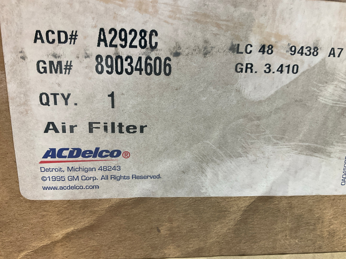 Acdelco A2928C Air Filter - Replaces LAF22081, 42145, AF433K, P104445, PA1755FN