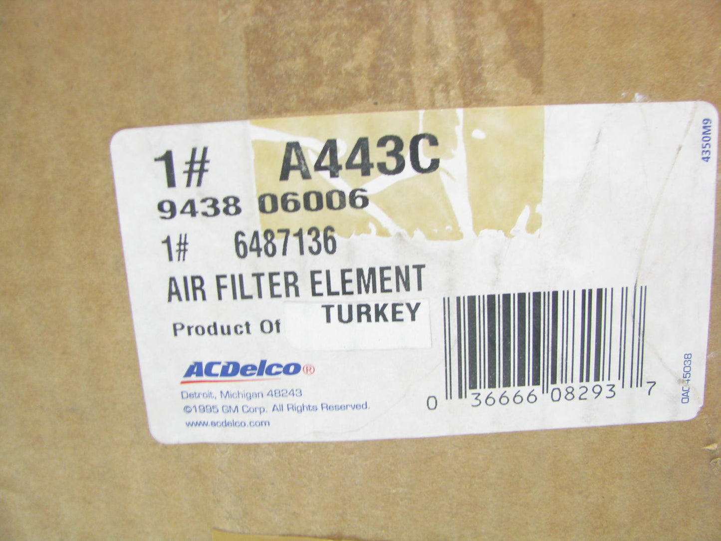 Acdelco A443C Air Filter Replaces 42209 A62200 LAF9373 AF1904M AF820M P153357