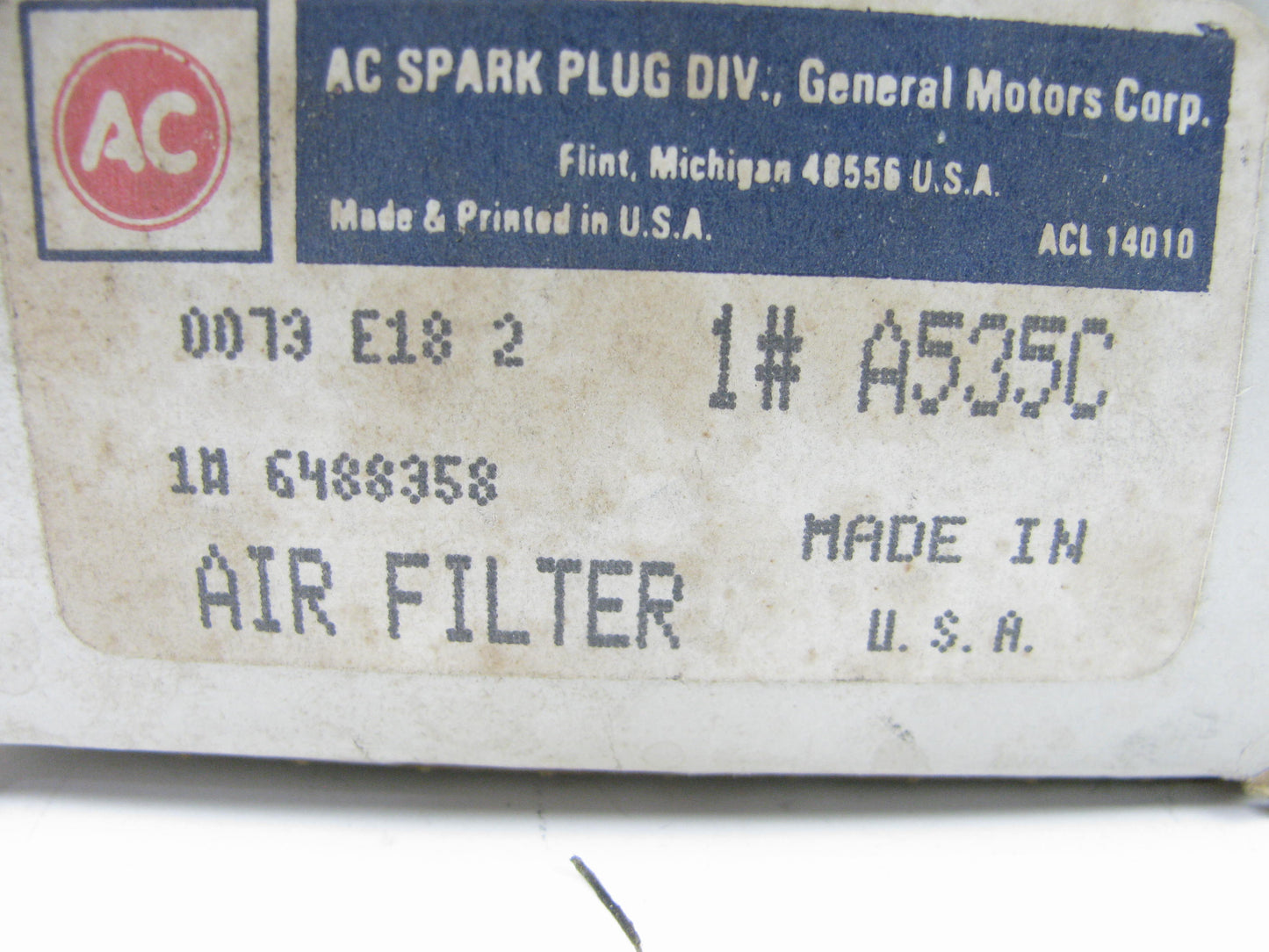 Acdelco A535C Air Filter Replaces 6488358 25012 PA1666 P607294