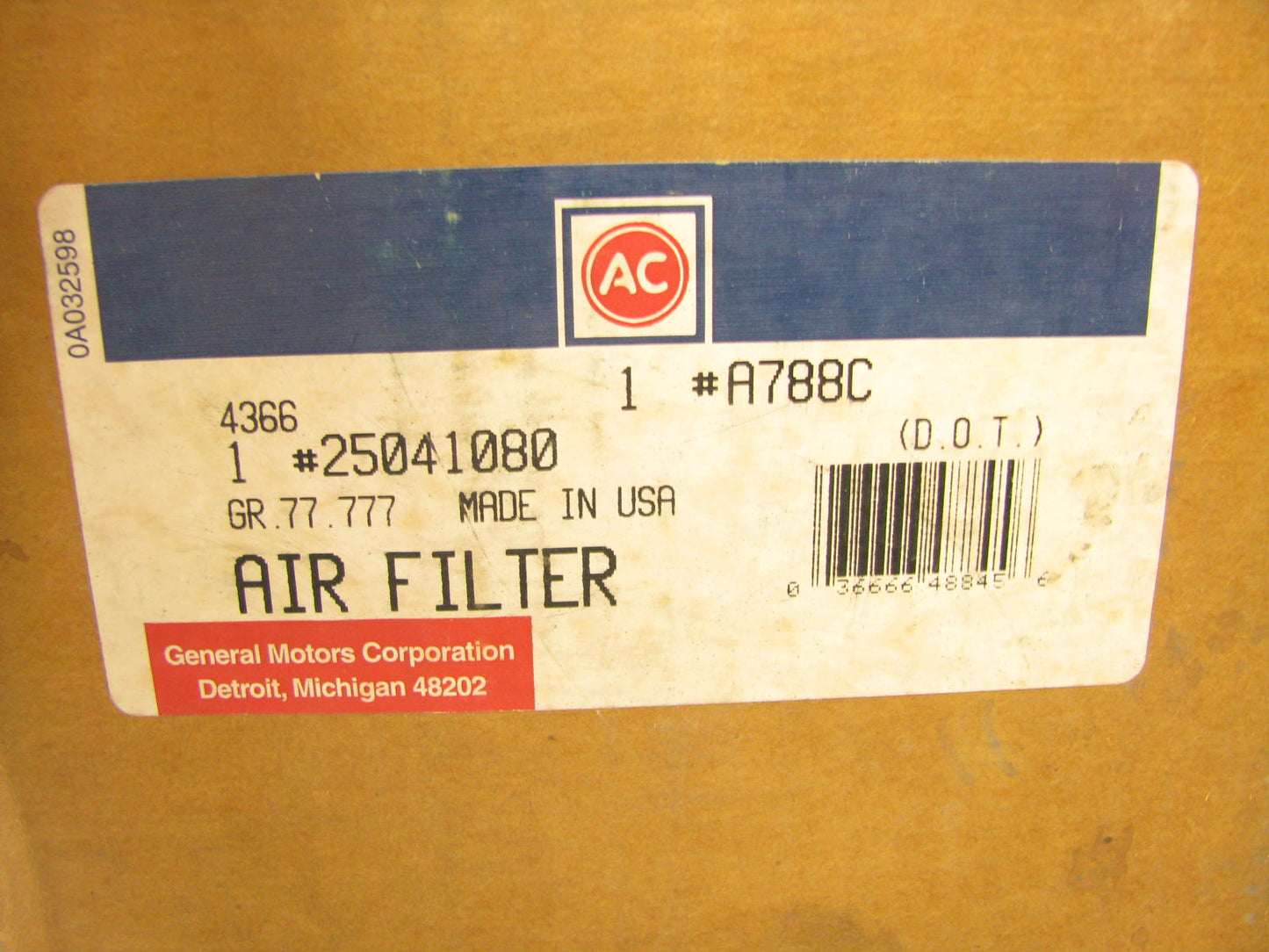 Acdelco A788C Air Filter Replaces: 42254 A63229 2254 AF609 AF987 P137640 87254