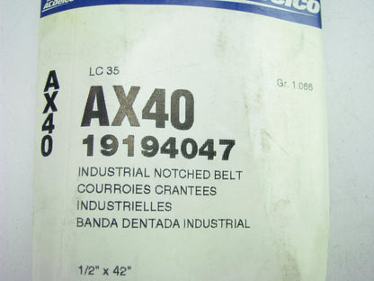 Acdelco AX40 Cogged Industrial Accessory Drive Belt - 1/2'' X 42''