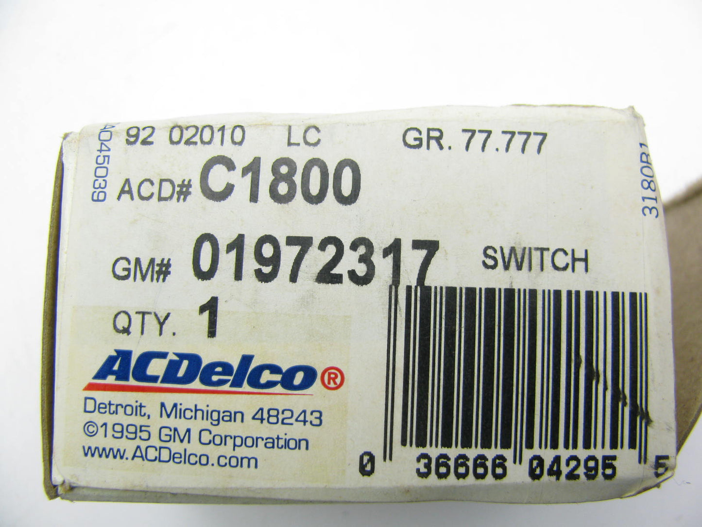 Acdelco C1800 Engine Oil Pressure Sender With Light