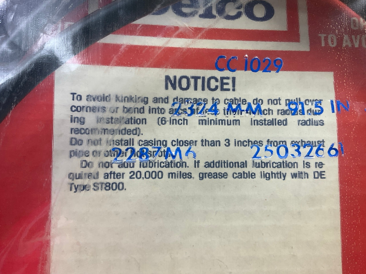 Acdelco CC1029 Speedometer Cable - 25032661