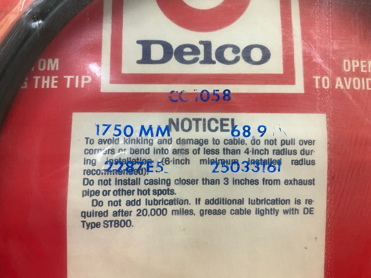NOS Delco CC1058 Speedometer Cable 68.9'' Long, OEM GM 25033161
