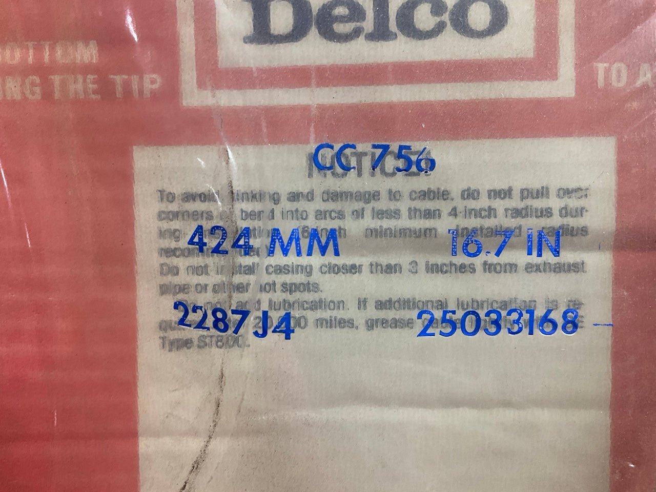 NOS Delco CC756 16.7'' Speedometer Cable OEM GM 25033168