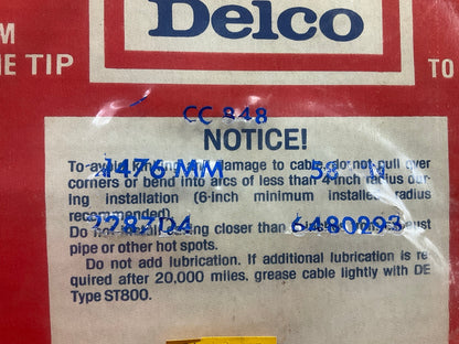 NOS Delco CC848 Speedometer Cable OEM GM 6480293, 58.1'' Long, 1976-1981 Camaro