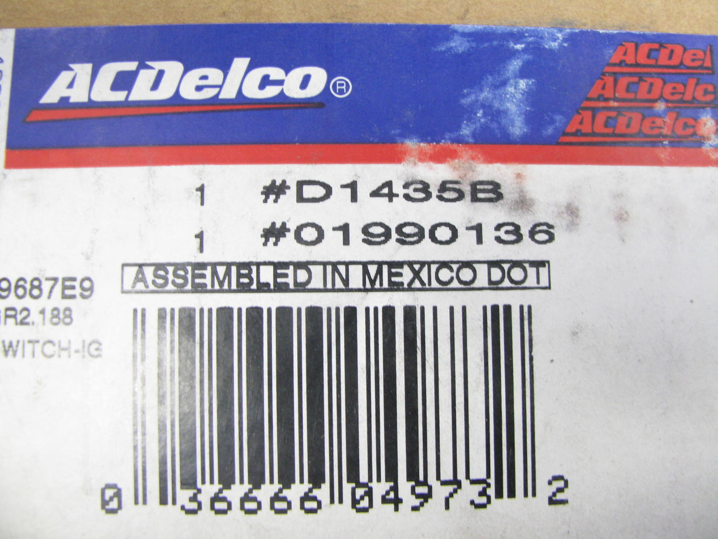 Acdelco D1435B Ignition Starter Switch - 01990136