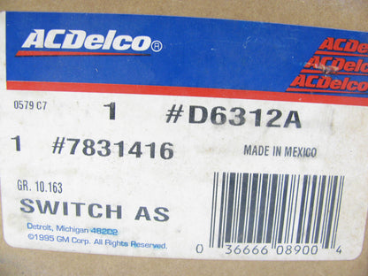 NEW Acdelco D6312A Windshield Wiper Switch W/O Pulse W/O Tilt Wheel 7831416