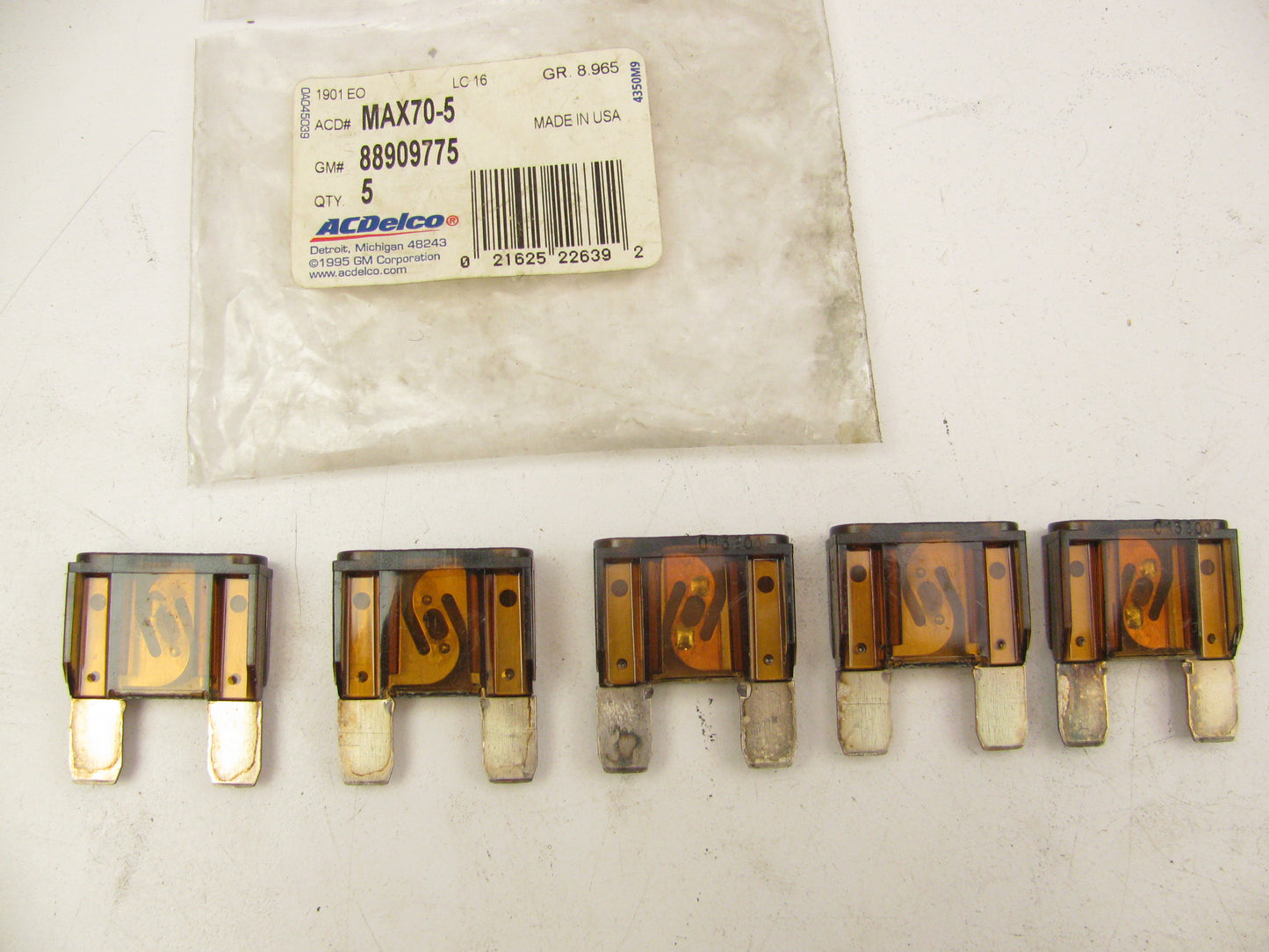 (5) ACDelco MAX70 Maxi Blade Fuse 70 AMP FUSE; TAN