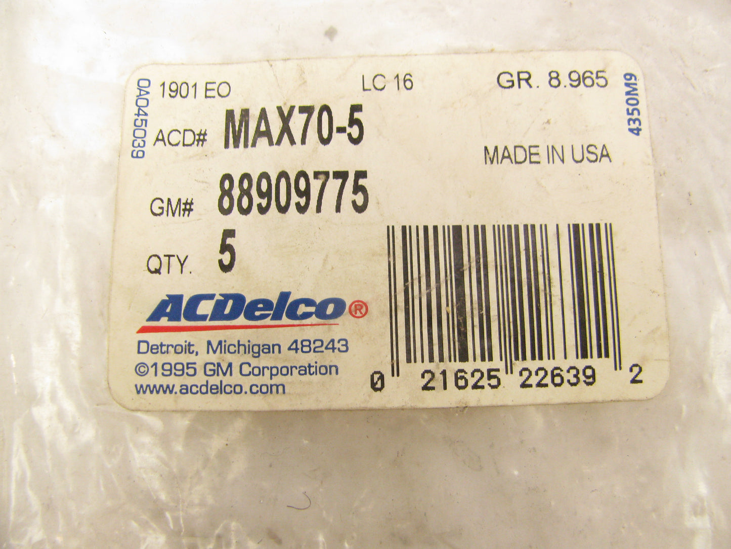 (5) ACDelco MAX70 Maxi Blade Fuse 70 AMP FUSE; TAN