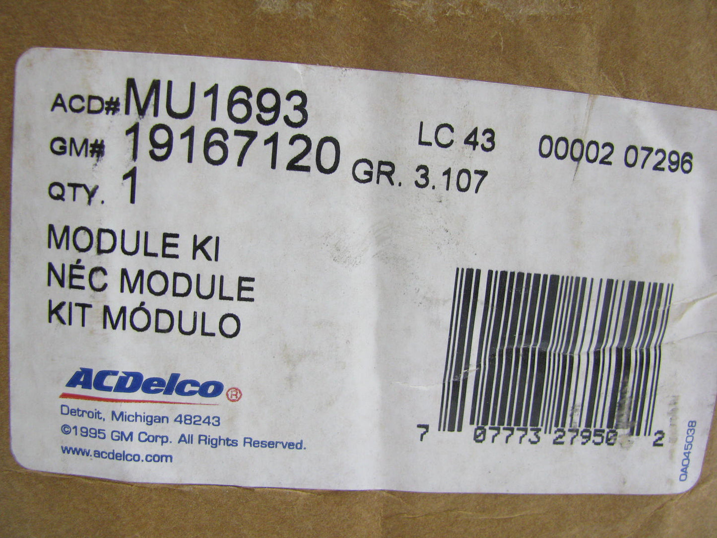 Acdelco MU1693 Electric Fuel Pump And Sender 2006-2008 Express Savana Diesel