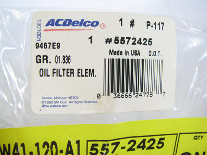 Acdelco P117 Oil Filter Replaces C31P 51503 L40050 LP2210 LF106 LF504 P550117