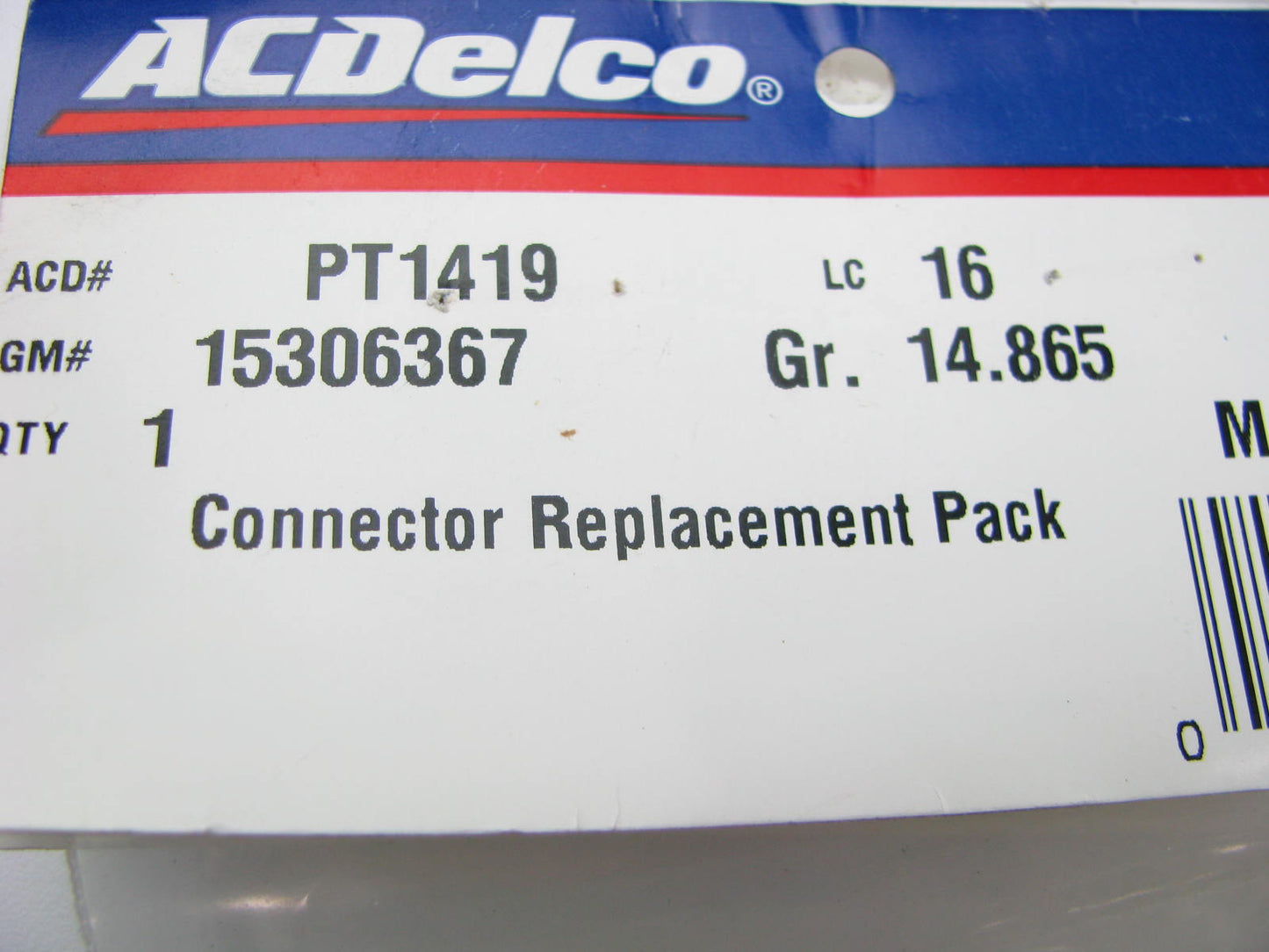 NEW Acdelco PT1419 ABS Wheel Speed Sensor Pigtail Connector