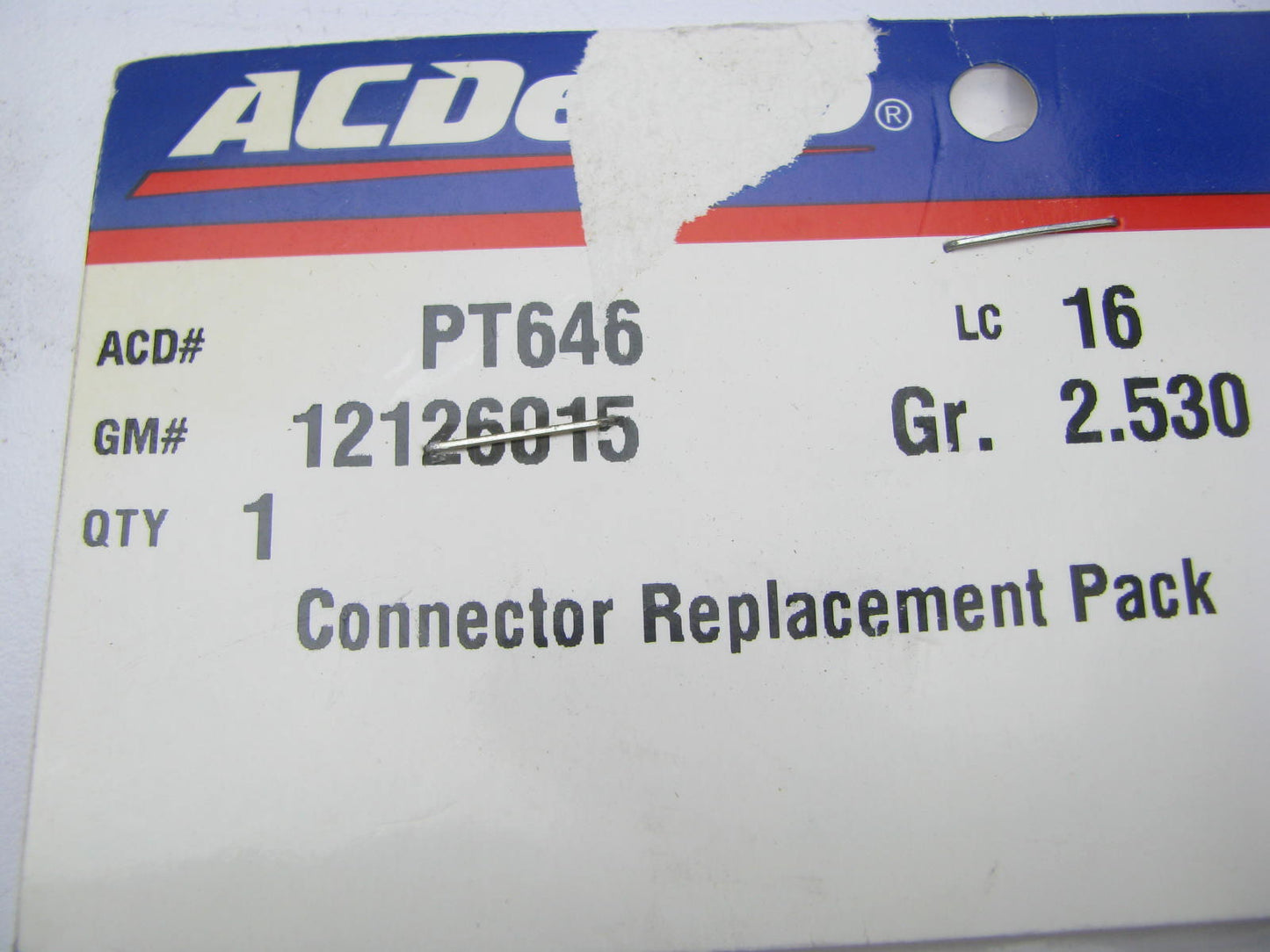 Acdelco PT646 Body Wiring Harness Connector, GM # 12126015