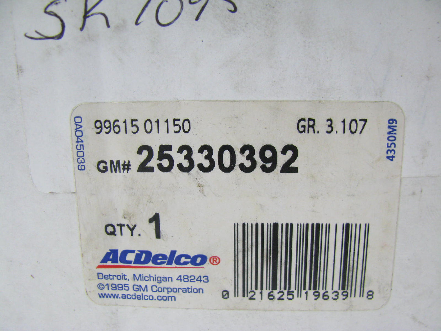 Acdelco SK1095 Fuel Level Sender Assembly - 25330392