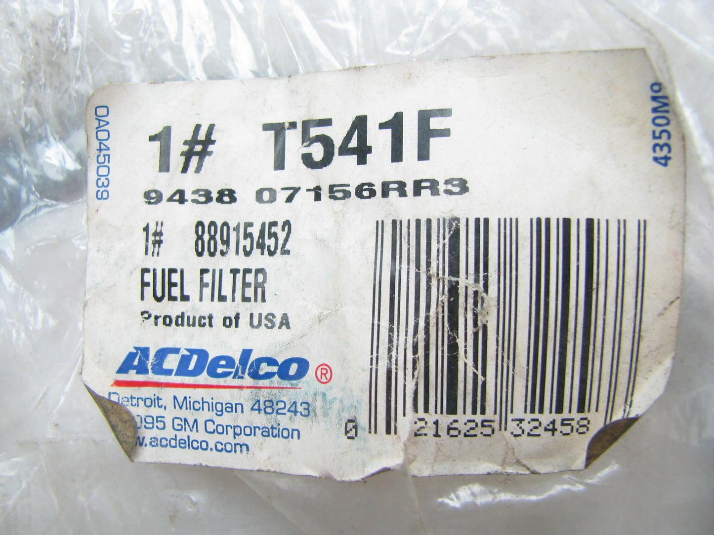 Acdelco T541F Fuel Filter Replaces 88915452 33541 F70091 L541F FF112 P550541