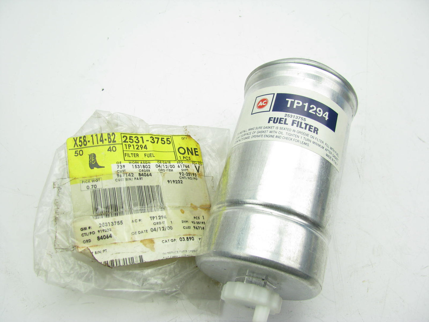 ACDelco TP1294 Diesel Fuel Water Separator Filter Replaces 33472