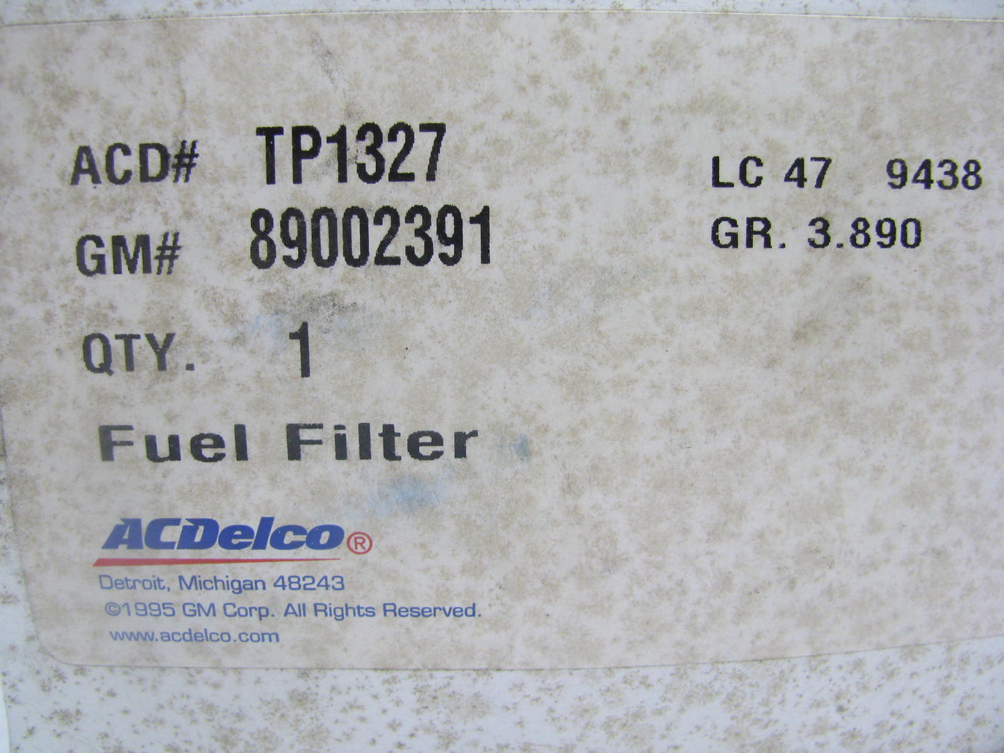 Acdelco TP1327 Fuel Filter Replaces P8191 33403 F65255 LK229I MK13063 P552603