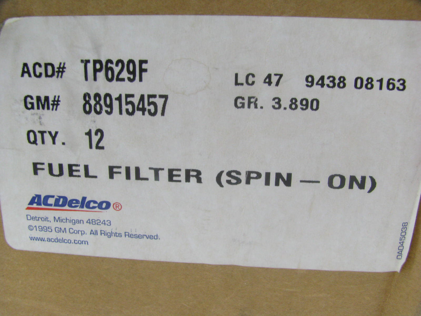 (12) Acdelco TP629F Fuel Filter