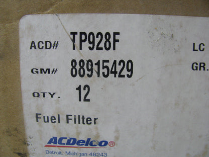 (12) Acdelco TP928F Diesel Fuel Filter Replaces  P3595 33122 F50228 LFP928F