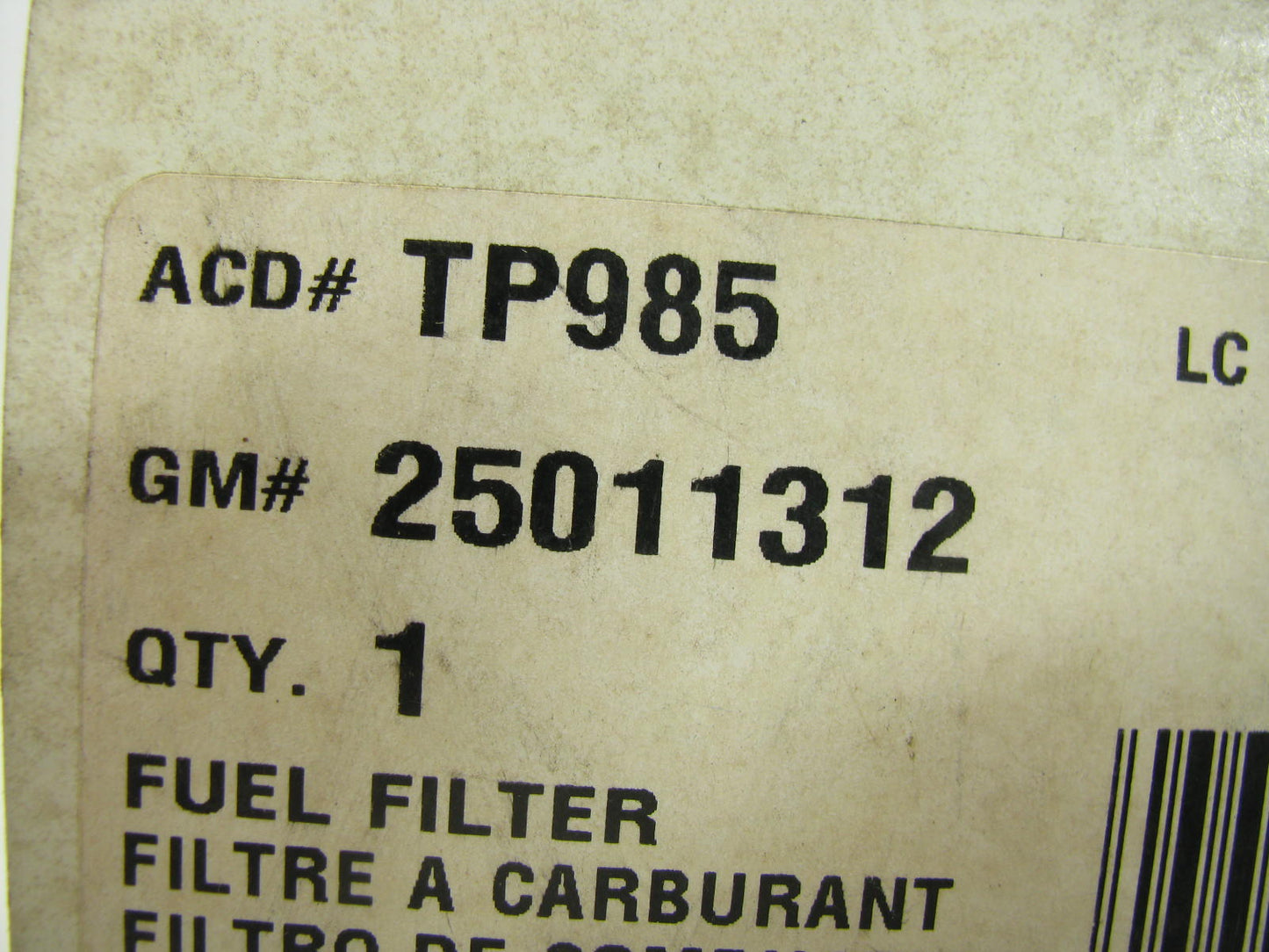 Acdelco TP985 Fuel Filter Replaces 25011312 33799 F53149 LFF2040 FF849 FS20403