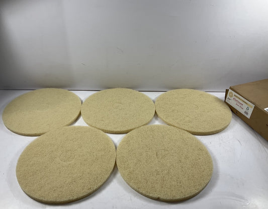 (5) ASC 42-20 Floor Burnishing Pads, 20'' Beige Polyester Fiber Pads, 3,000 RPM