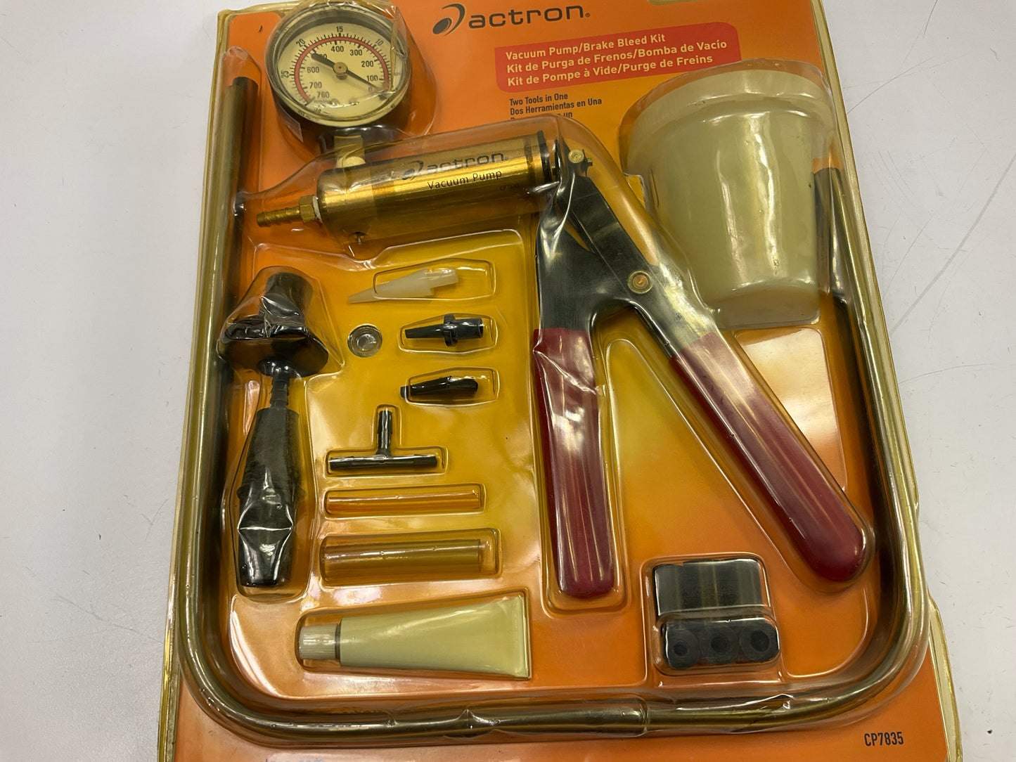 Actron CP7835 24 In. Hand Vacuum Pump With Brake Bleed Kit Tool Set