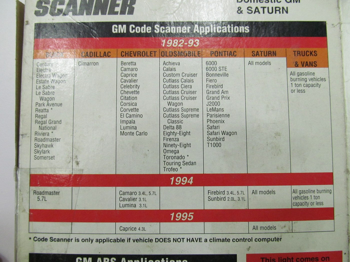 Actron CP9001 OBD I OBD1 Diagnostic Code Scanner Reader - 1982-1995 GM & Saturn