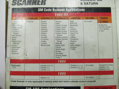 Actron CP9001 OBD I OBD1 Diagnostic Code Scanner Reader - 1982-1995 GM & Saturn