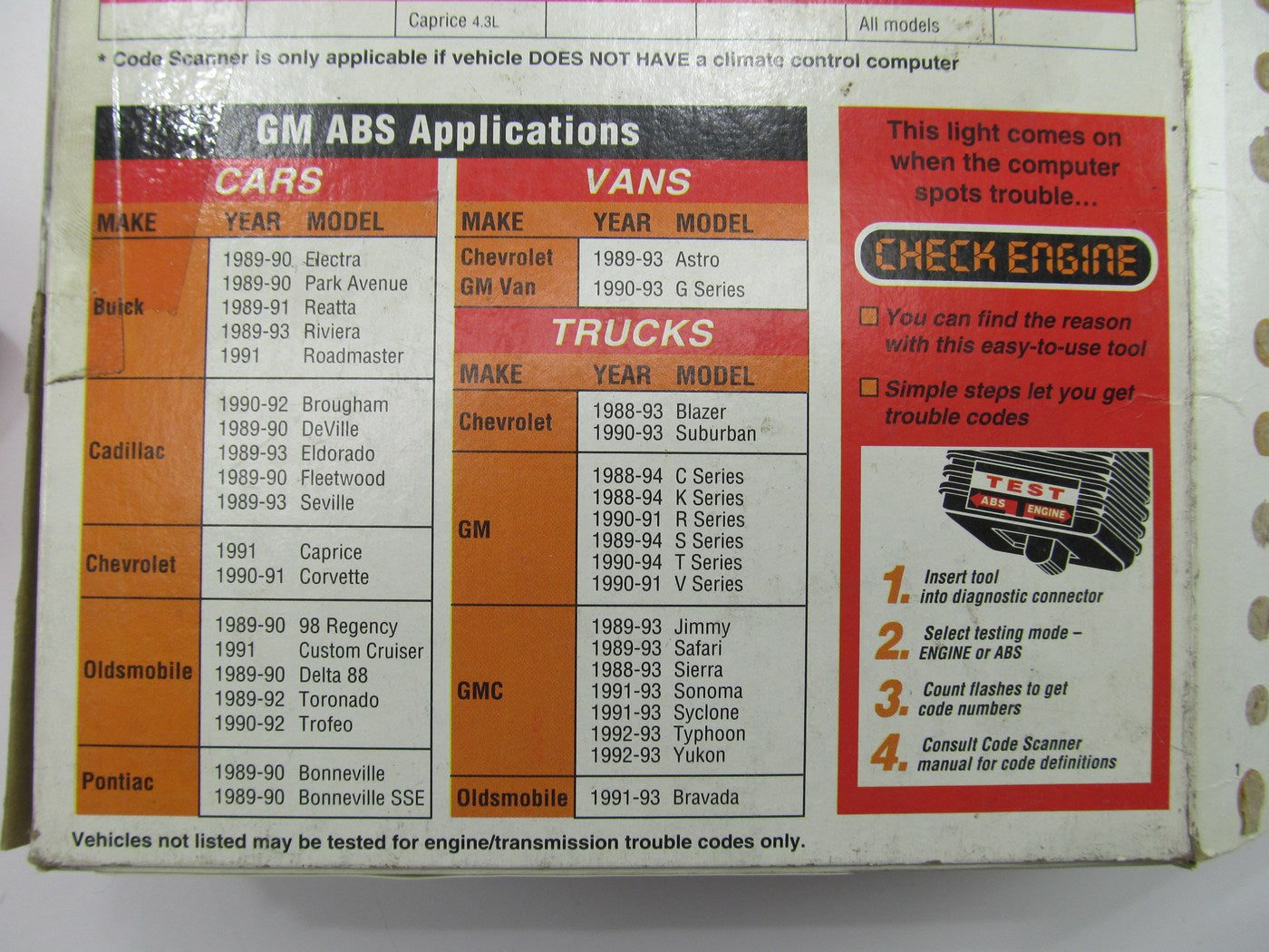 Actron CP9001 OBD I OBD1 Diagnostic Code Scanner Reader - 1982-1995 GM & Saturn