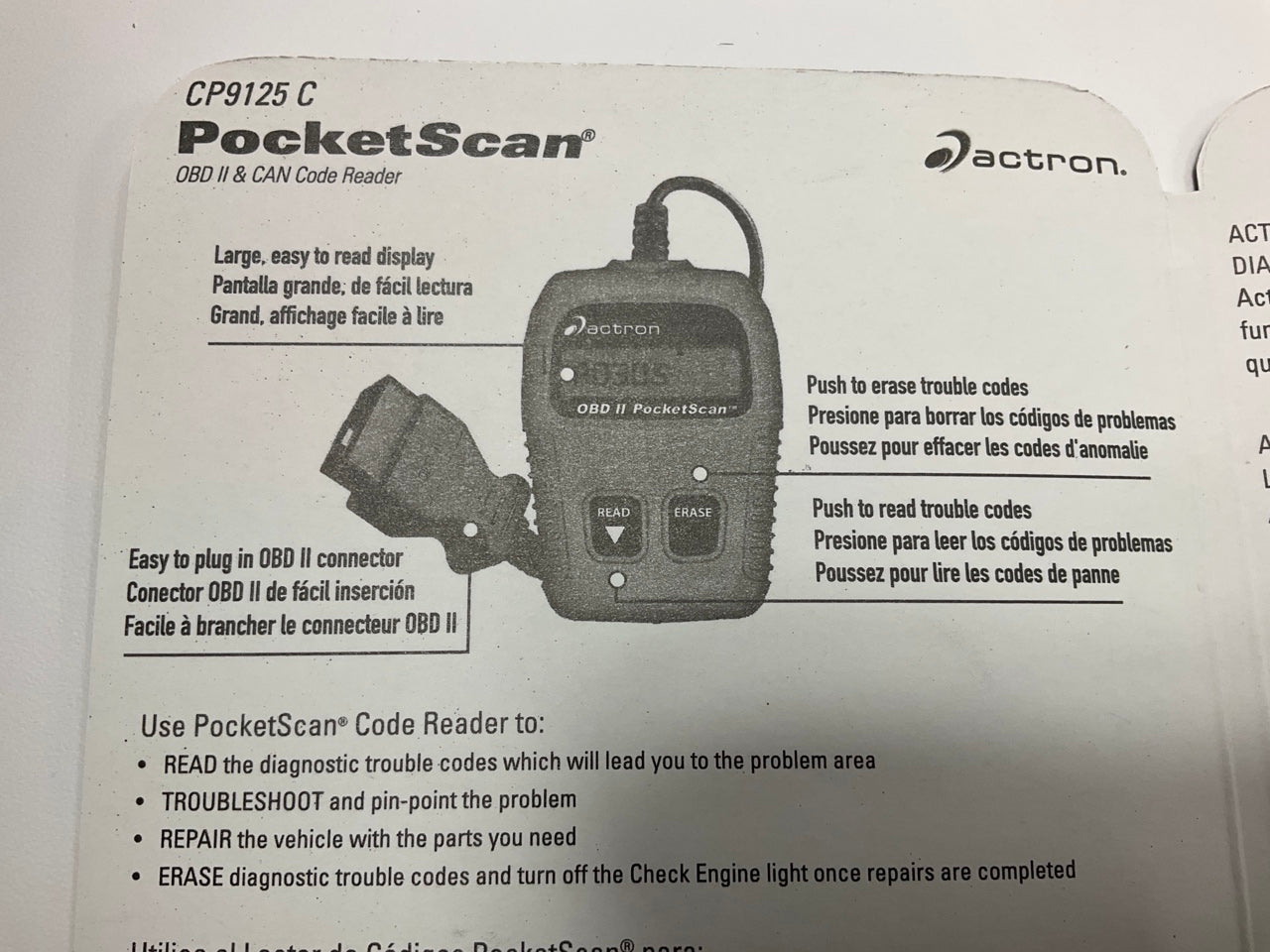 Actron Pocket Scan CP9125C OBD II Diagnostic Trouble Code Reader
