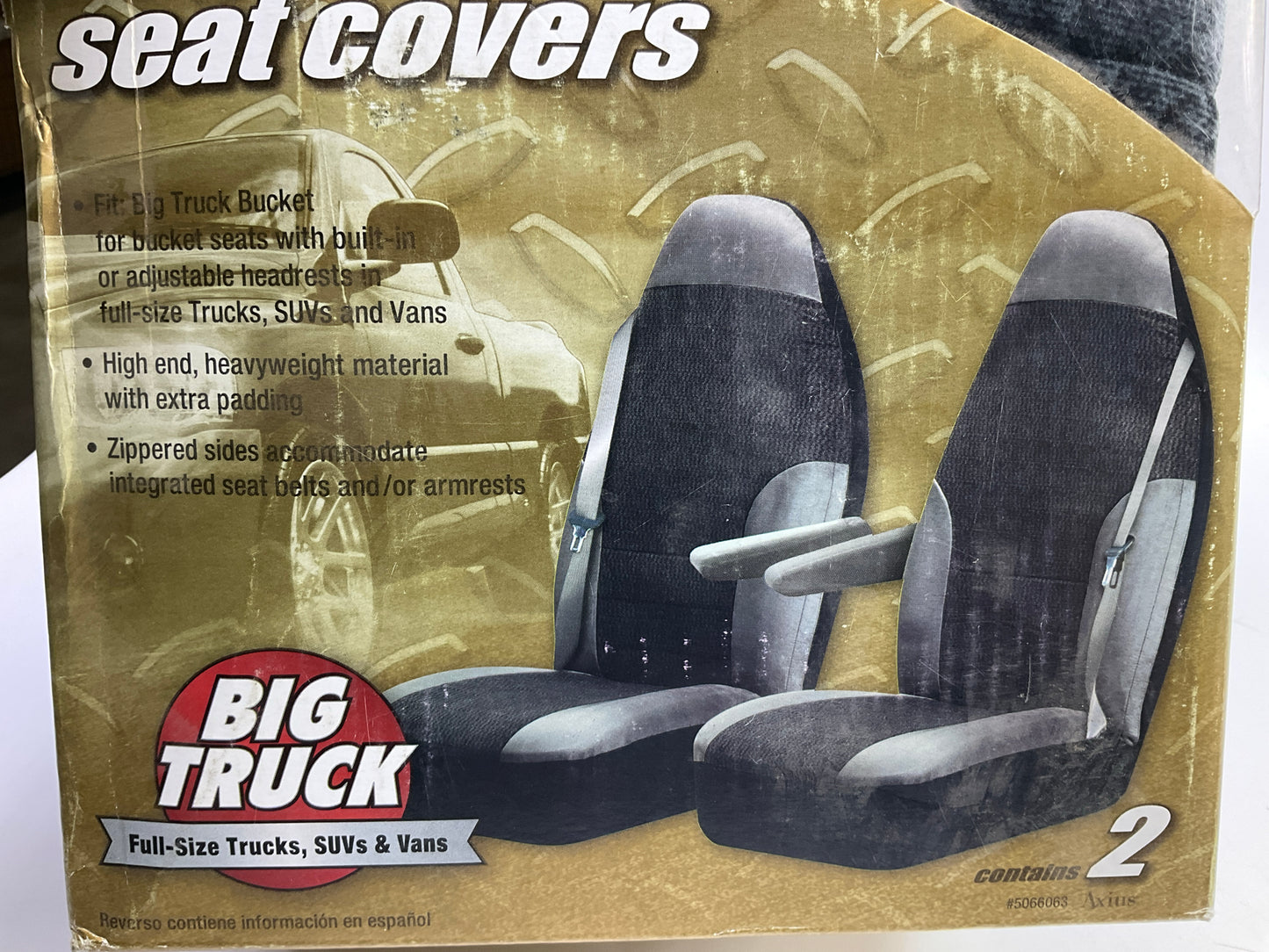 AE 5066063-GREY Bucket Seat Covers W/ Built-in Or Adjustable Head Rest - PAIR