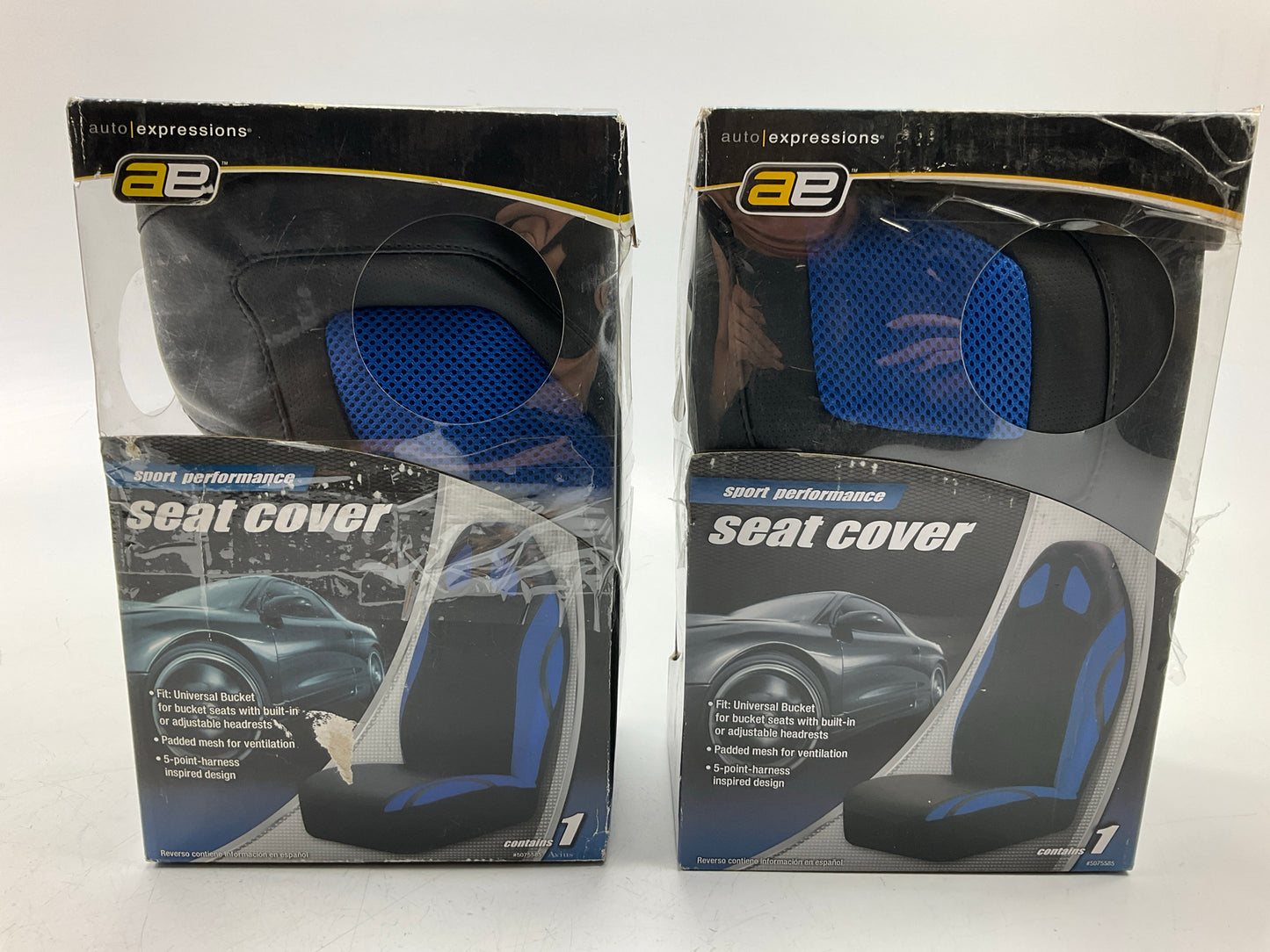 (2) AE 5075585 Sport Performance Black & Blue Universal Bucket Seat Cover