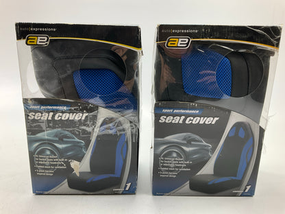 (2) AE 5075585 Sport Performance Black & Blue Universal Bucket Seat Cover