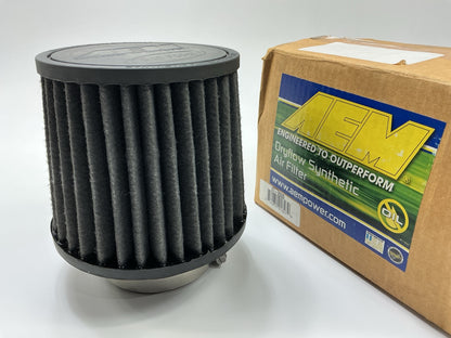 BLACK - AEM 21-203D Universal DryFlow Clamp-On Air Filter 3'' Inlet, 5.125'' Tall
