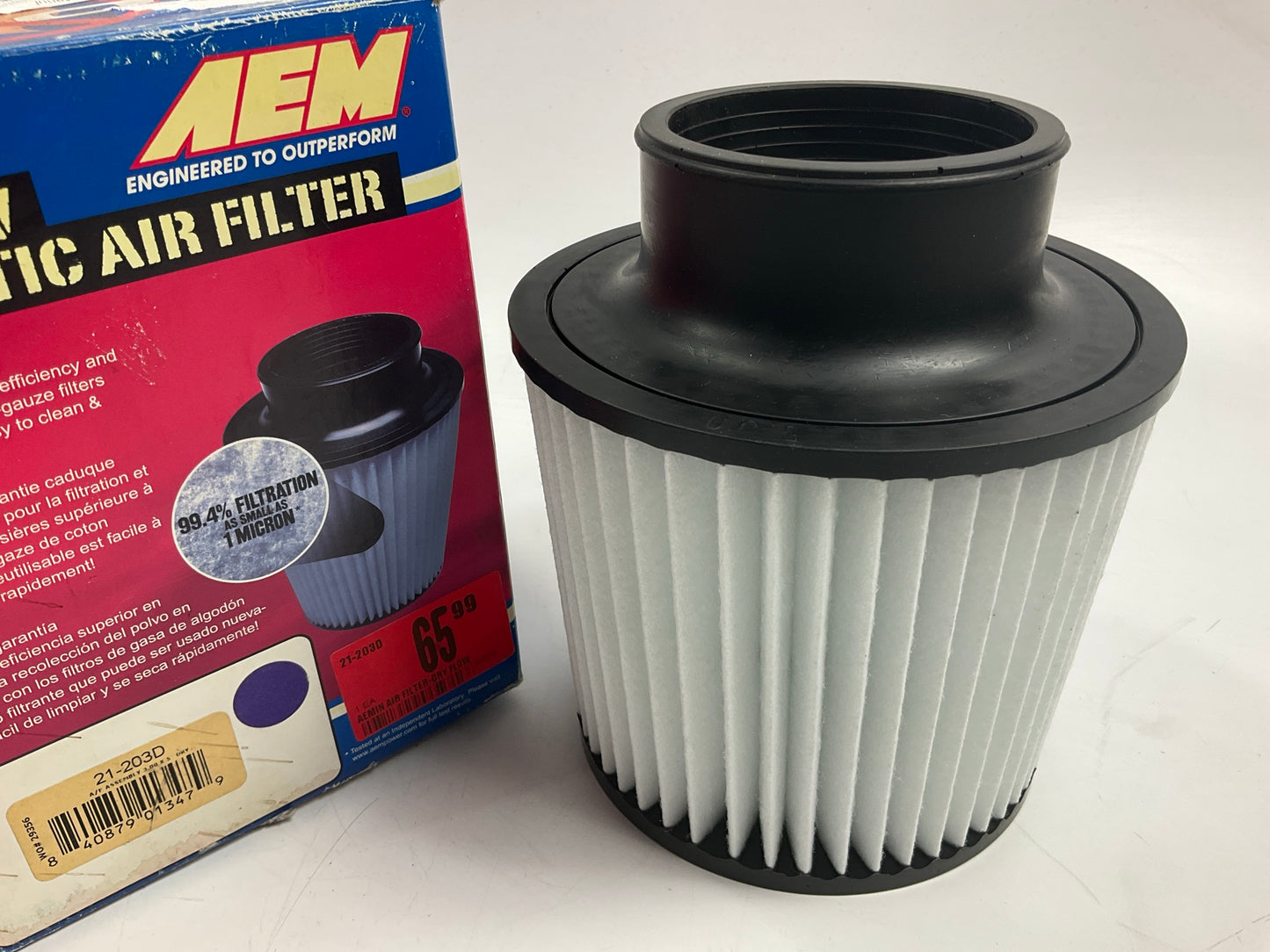 AEM 21-203D Universal DryFlow Clamp-On Air Filter 3'' Inlet, 5.125'' Tall