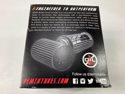 AEM 21-204BF Performance Cold Air Intake Dryflow Air Filter, 3.5'' Inlet, 5'' Tall
