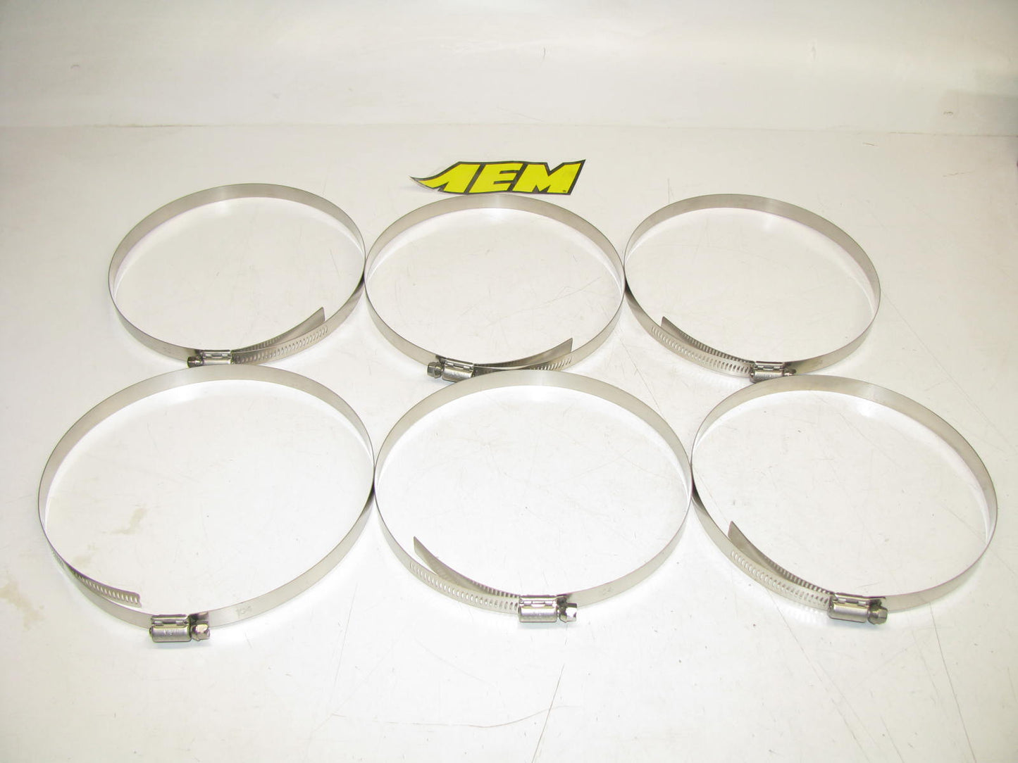 (6) AEM 23-214 CAI Cold Air Intake Tube 4.125''-7'' Hose Clamps - STAINLESS STEEL