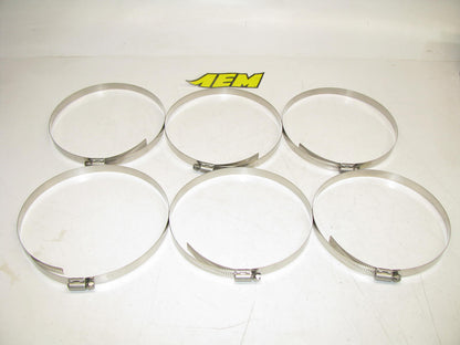 (6) AEM 23-214 CAI Cold Air Intake Tube 4.125''-7'' Hose Clamps - STAINLESS STEEL