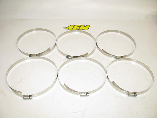 (6) AEM 23-214 CAI Cold Air Intake Tube 4.125''-7'' Hose Clamps - STAINLESS STEEL