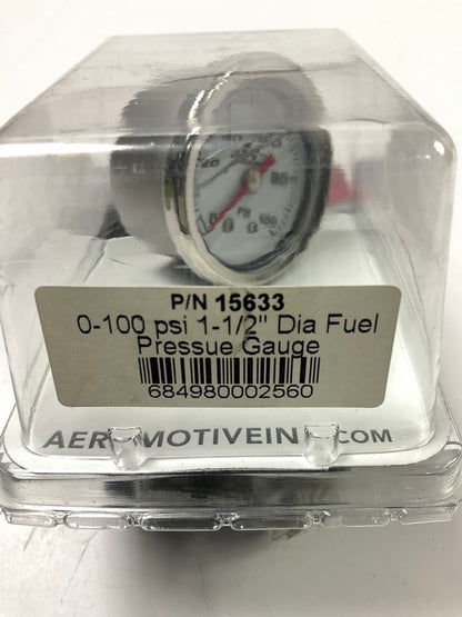 Aeromotive 15633 Fuel Pressure Gauge 0-100 PSI, 1-1/2'' Liquid Filled, 1/8'' NPT