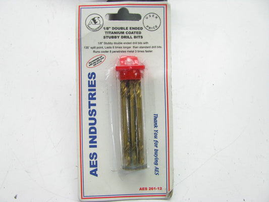12 Pack - AES # 261 1/8'' Double Ended Stubby Titanium Drill Bits