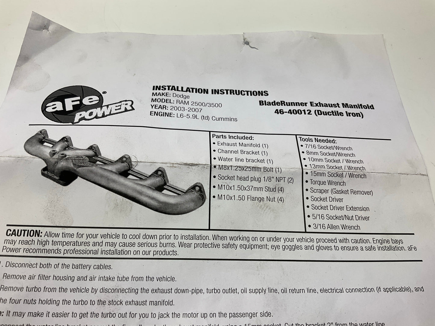 AFE 46-40012 Bladerunner Exhaust Manifold For 2003-2007 Dodge Ram 5.9L Cummins