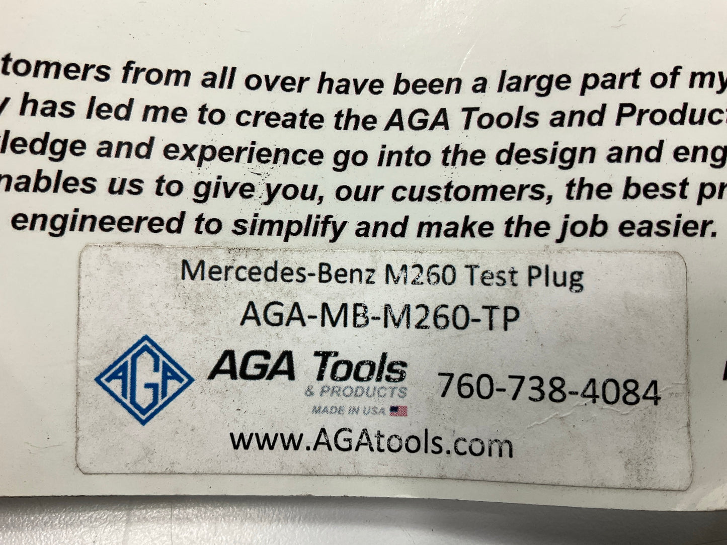 Aga AGA-MB-M260-TP Mercedes-Benz M260 Test Plug Kit - Smoke Test M260 Mercedes