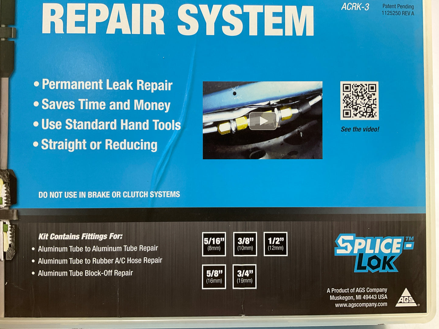 AGS ACRK3 Splice-Lok Replacement AC Tubing Repair System Assortment Kit