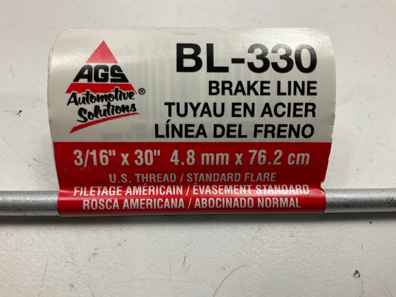 (4) AGS BL-330 Domestic Steel Brake Line, 3/16'' X 30'' Long, 3/8 - 24''