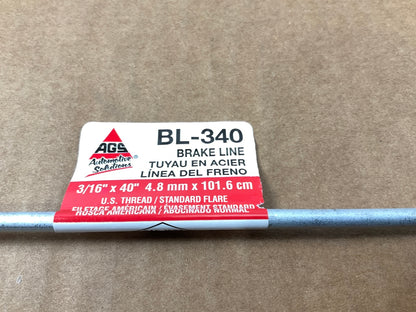 (10) AGS BL-340 Brake Lines, 3/16'' X 40'', 3/8 - 24 IN Threads